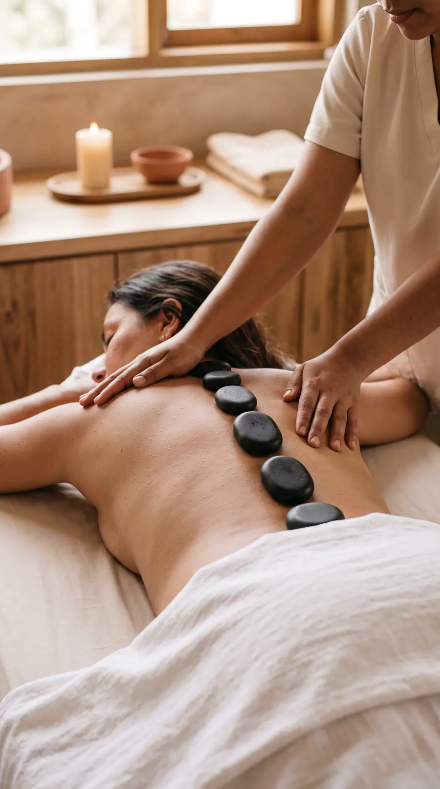 Masaje con piedras calientes